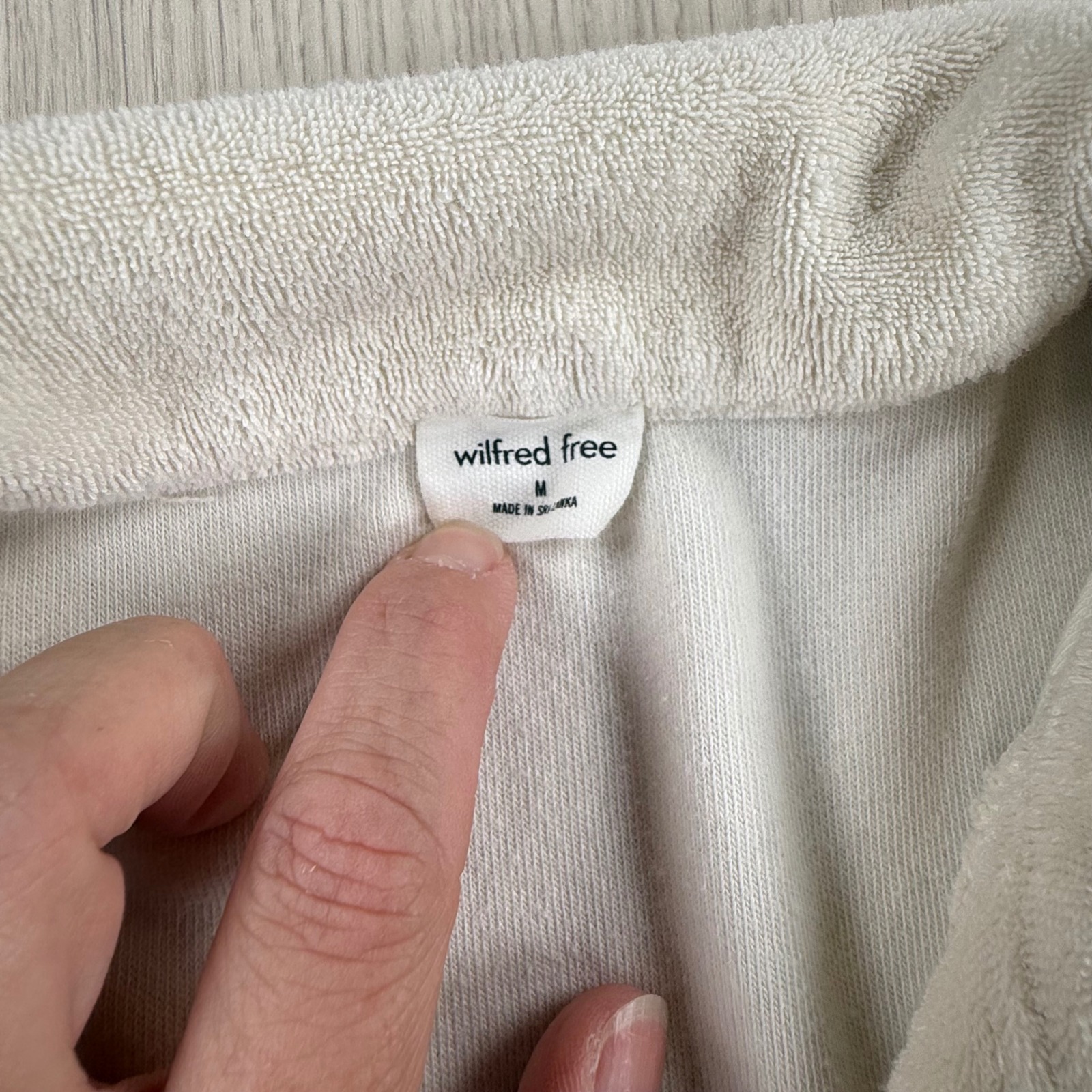 Cream Terry Polo Top Wilfred Free Soft Lounge Shirt Minimalist Casual Neutral — image 3 of 6